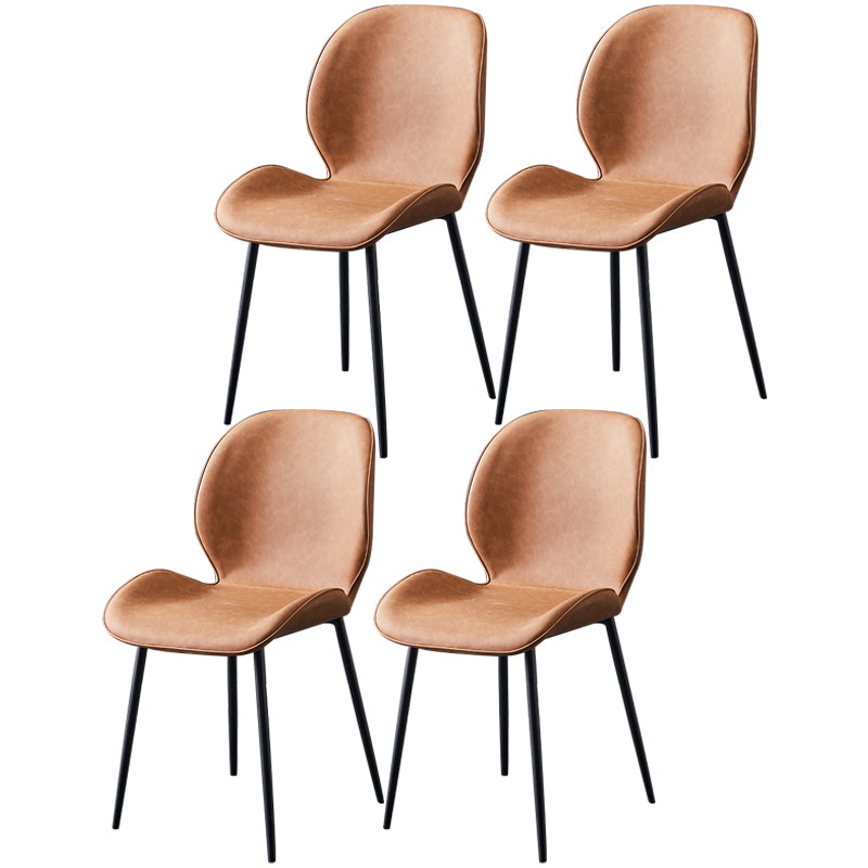 Chaise de salle à manger en métal de style contemporain chaise arrière solide avec jambes noires