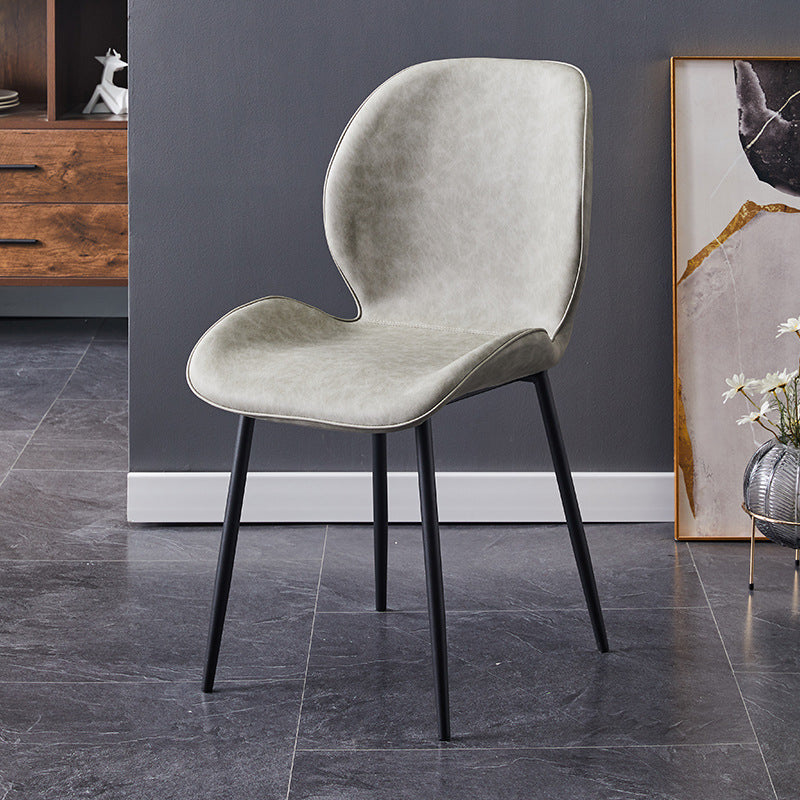 Chaise de salle à manger en métal de style contemporain chaise arrière solide avec jambes noires