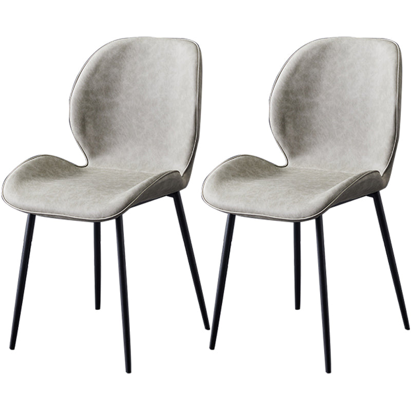 Chaise de salle à manger en métal de style contemporain chaise arrière solide avec jambes noires