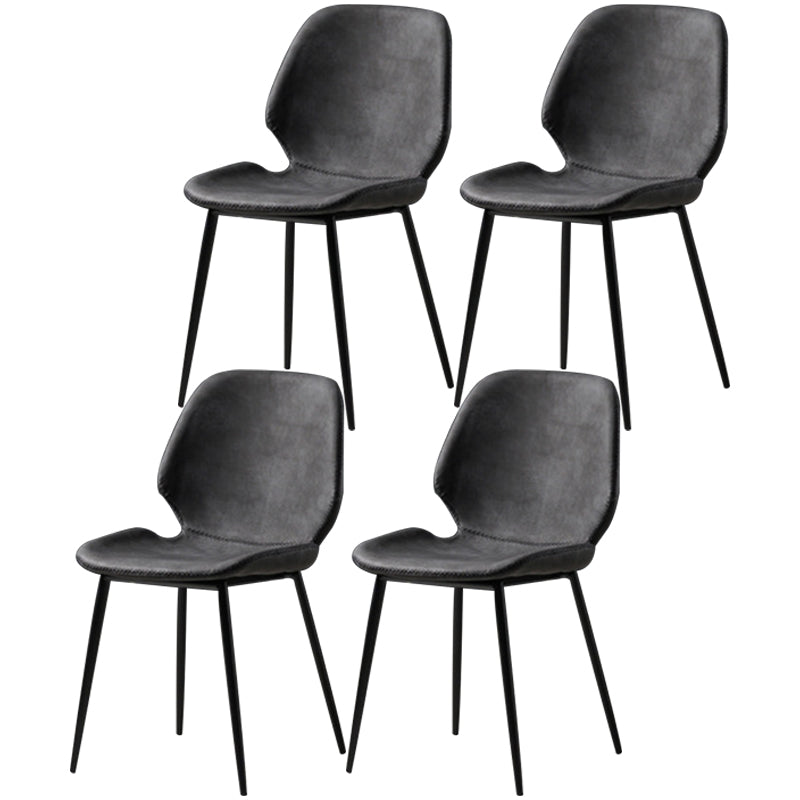 Chaise de salle à manger en métal de style contemporain chaise arrière solide avec jambes noires