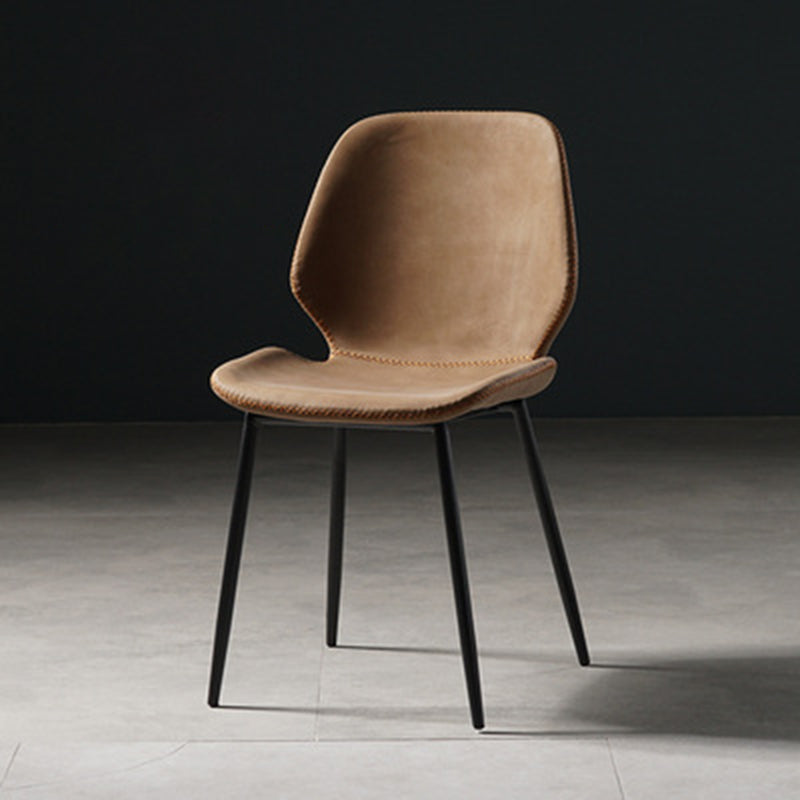 Chaise de salle à manger en métal de style contemporain chaise arrière solide avec jambes noires