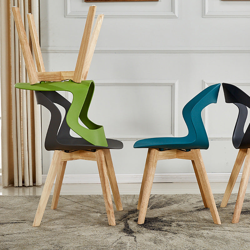 Ensemble de chaises de salle à manger en plastique, chaise d'appoint pour la maison scandinave, intérieur, dossier ouvert