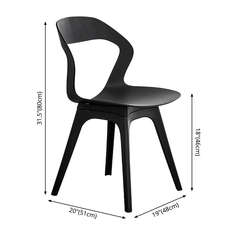 Ensemble de chaises de salle à manger en plastique, chaise d'appoint pour la maison scandinave, intérieur, dossier ouvert
