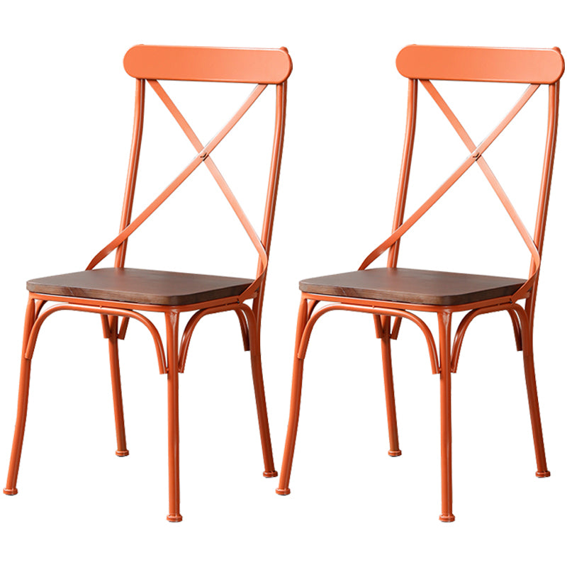 Chaise latérale en métal pour café industriel, chaise pliante à dossier croisé noir
