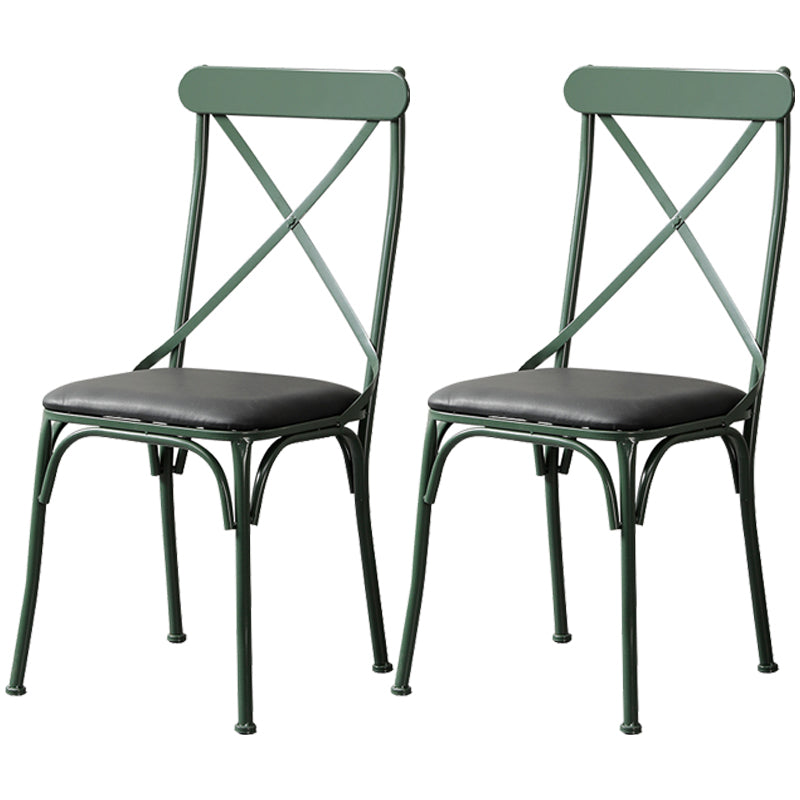 Chaise latérale en métal pour café industriel, chaise pliante à dossier croisé noir