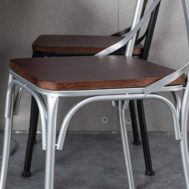 Chaise latérale en métal pour café industriel, chaise pliante à dossier croisé noir