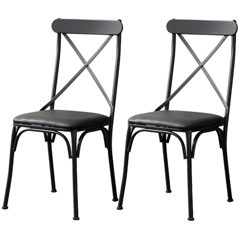Chaise latérale en métal pour café industriel, chaise pliante à dossier croisé noir