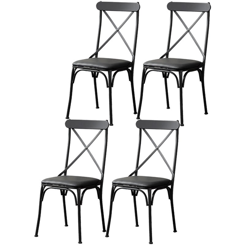 Chaise latérale en métal pour café industriel, chaise pliante à dossier croisé noir