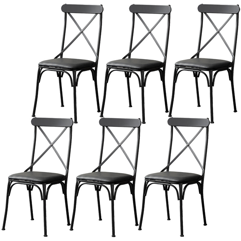 Chaise latérale en métal pour café industriel, chaise pliante à dossier croisé noir