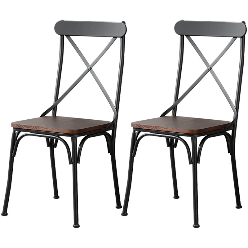 Chaise latérale en métal pour café industriel, chaise pliante à dossier croisé noir
