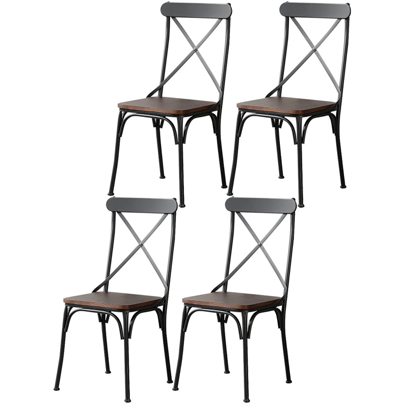 Chaise latérale en métal pour café industriel, chaise pliante à dossier croisé noir