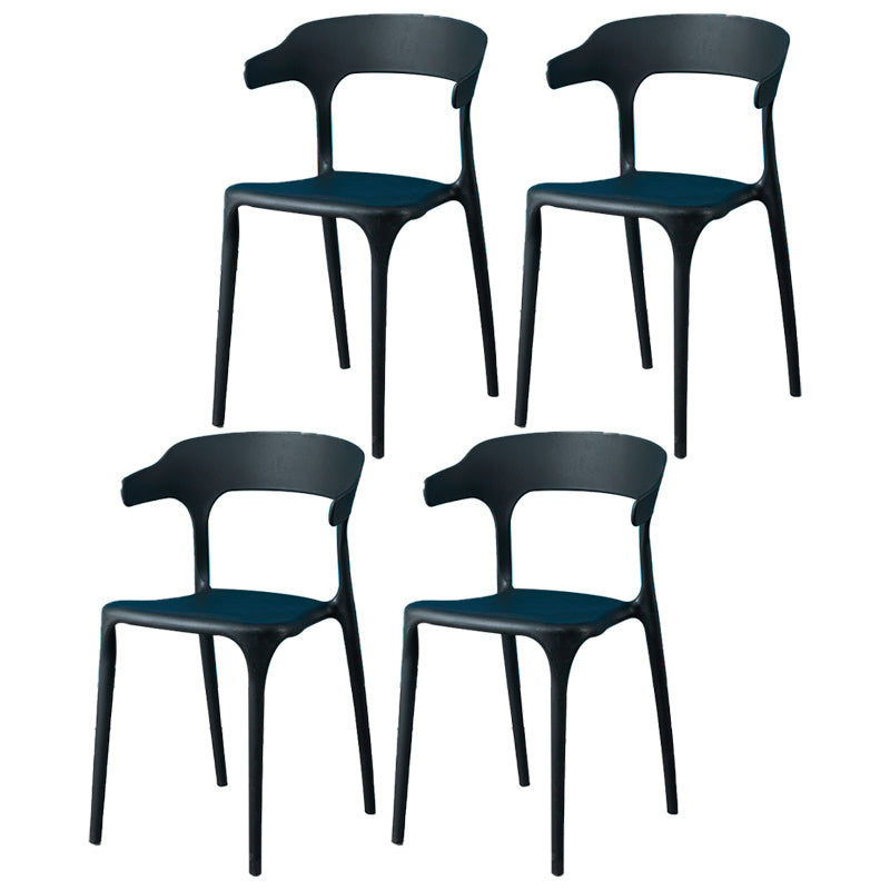 Glam Plastic Side Chair Matte Finish Open Back Dining Chair for Dinning Room