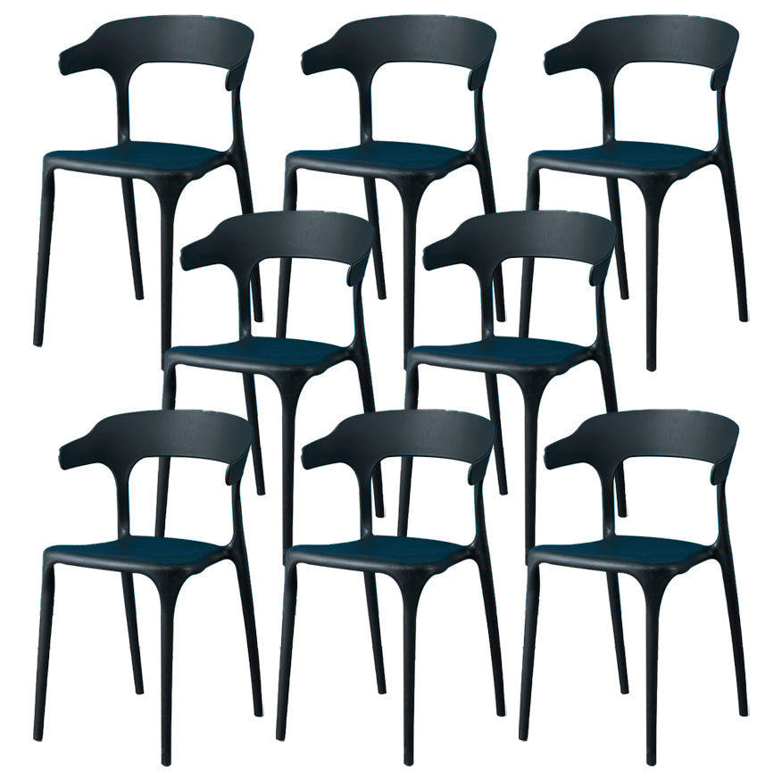 Glam Plastic Side Chair Matte Finish Open Back Dining Chair for Dinning Room