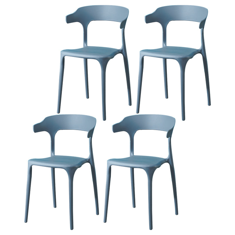 Glam Plastic Side Chair Matte Finish Open Back Dining Chair for Dinning Room