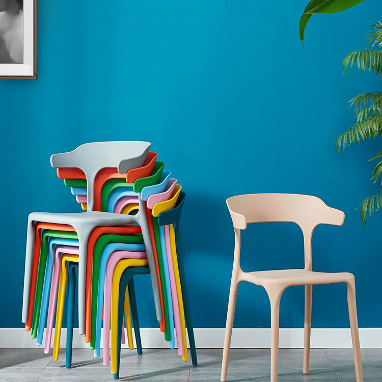 Glam Plastic Side Chair Matte Finish Open Back Dining Chair for Dinning Room