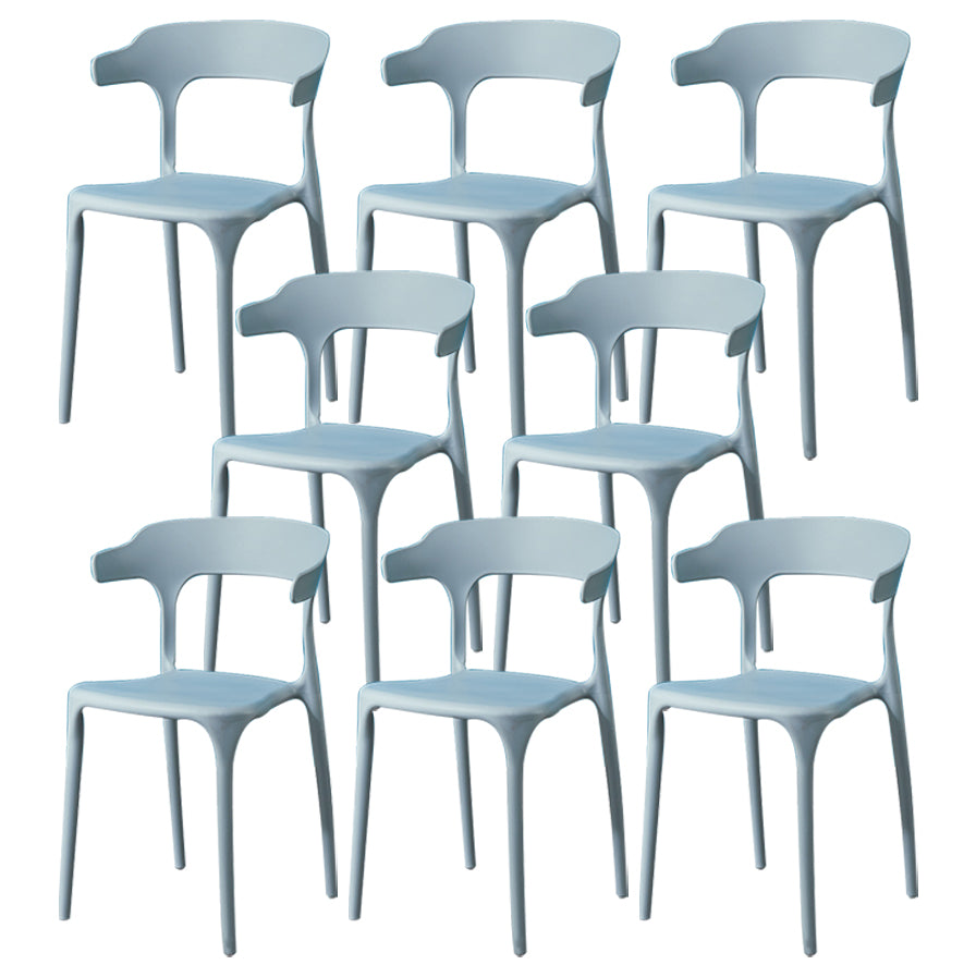 Glam Plastic Side Chair Matte Finish Open Back Dining Chair for Dinning Room