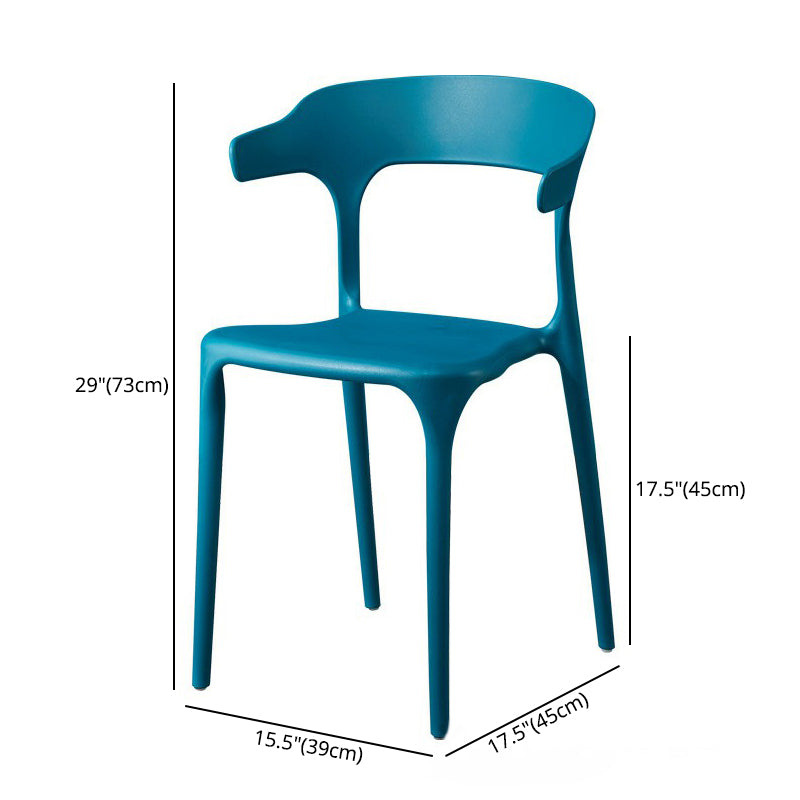 Glam Plastic Side Chair Matte Finish Open Back Dining Chair for Dinning Room