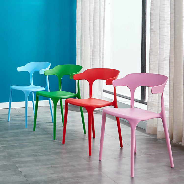 Glam Plastic Side Chair Matte Finish Open Back Dining Chair for Dinning Room