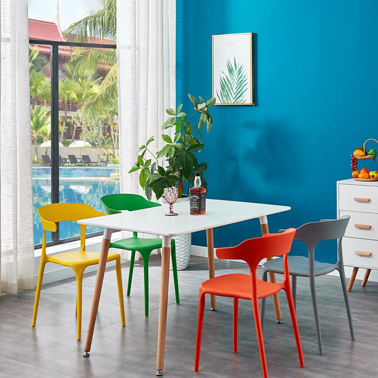 Glam Plastic Side Chair Matte Finish Open Back Dining Chair for Dinning Room