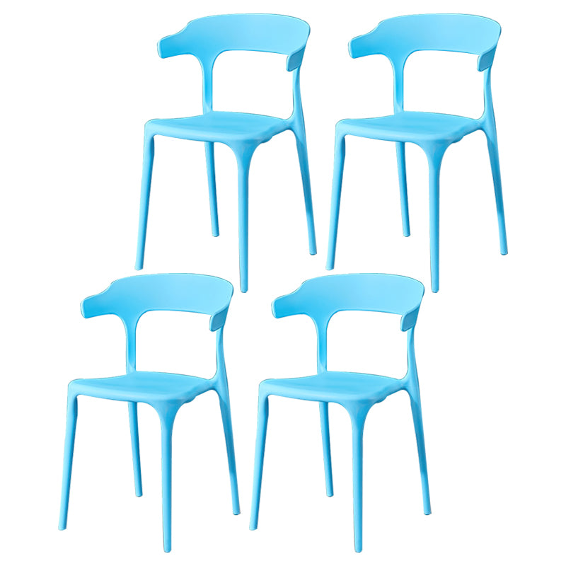 Glam Plastic Side Chair Matte Finish Open Back Dining Chair for Dinning Room