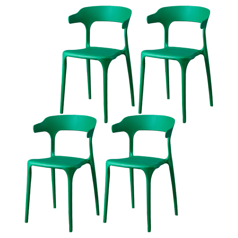 Glam Plastic Side Chair Matte Finish Open Back Dining Chair for Dinning Room