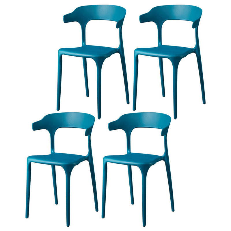 Glam Plastic Side Chair Matte Finish Open Back Dining Chair for Dinning Room