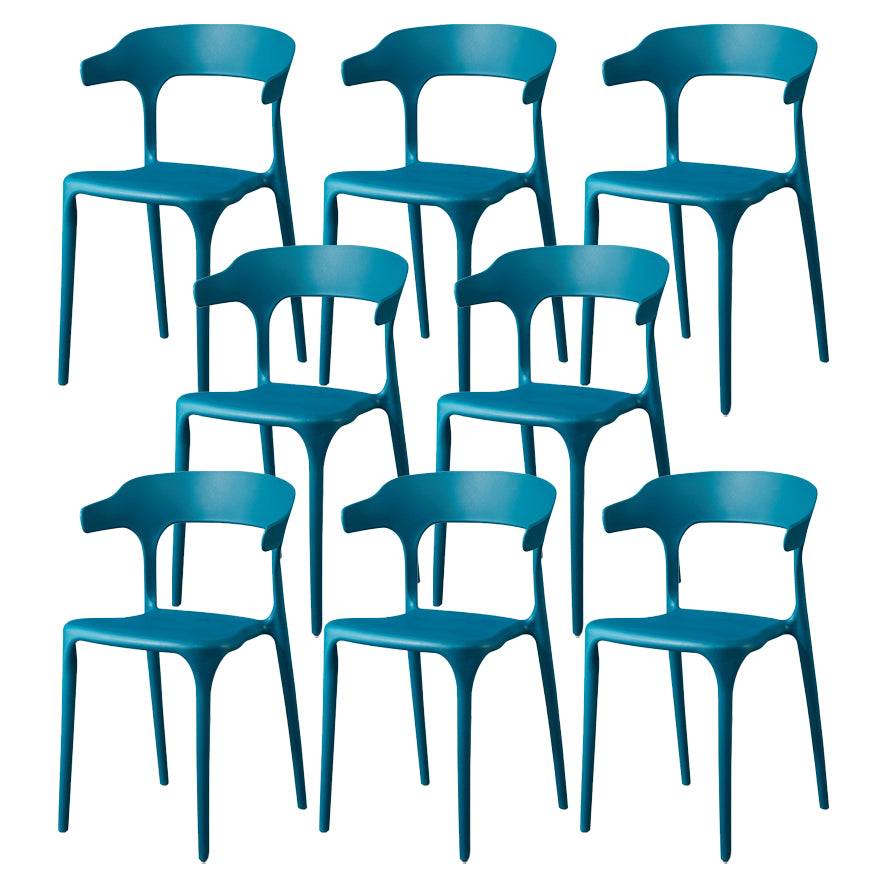 Glam Plastic Side Chair Matte Finish Open Back Dining Chair for Dinning Room