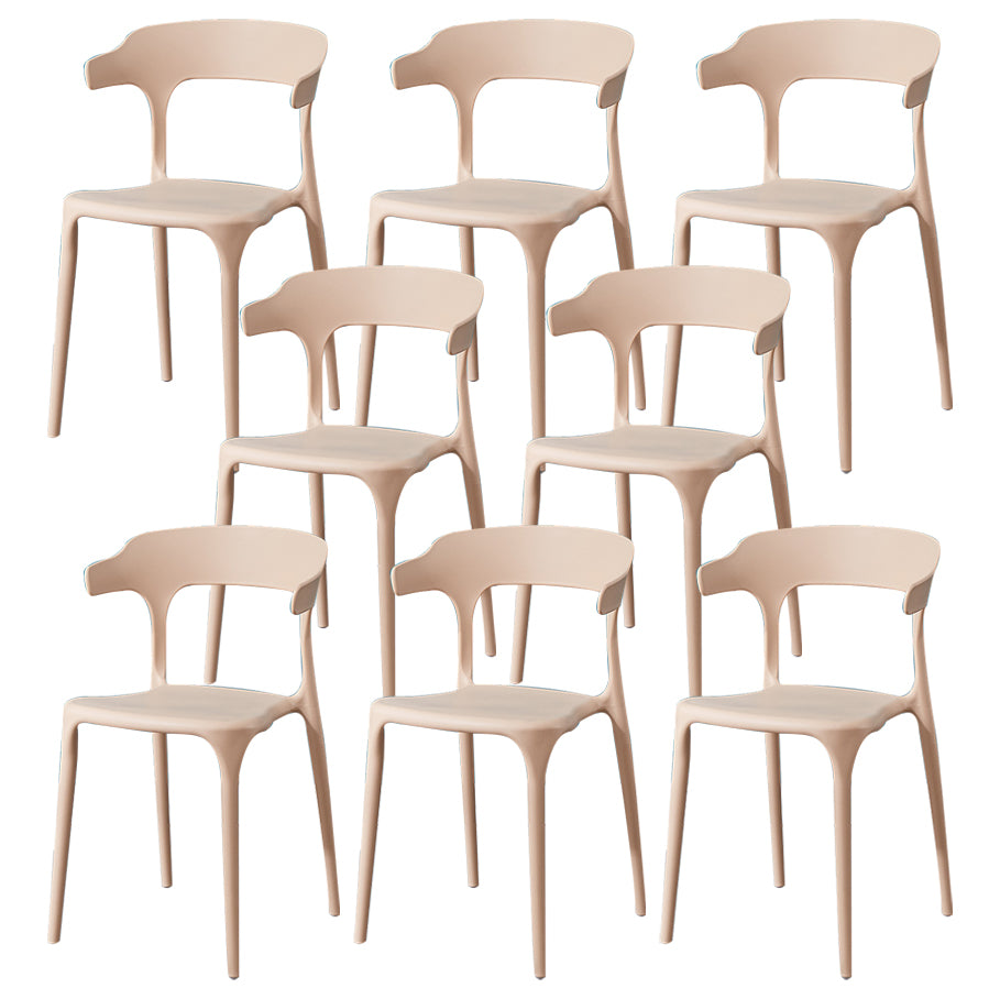 Glam Plastic Side Chair Matte Finish Open Back Dining Chair for Dinning Room