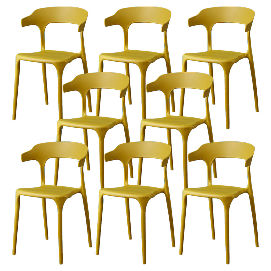 Glam Plastic Side Chair Matte Finish Open Back Dining Chair for Dinning Room