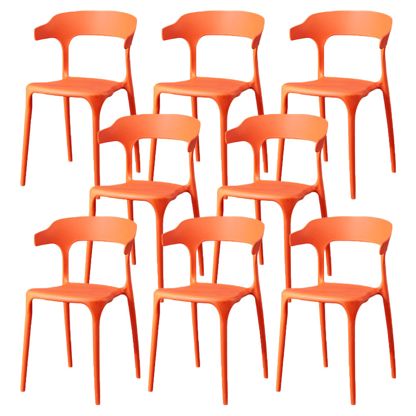 Glam Plastic Side Chair Matte Finish Open Back Dining Chair for Dinning Room