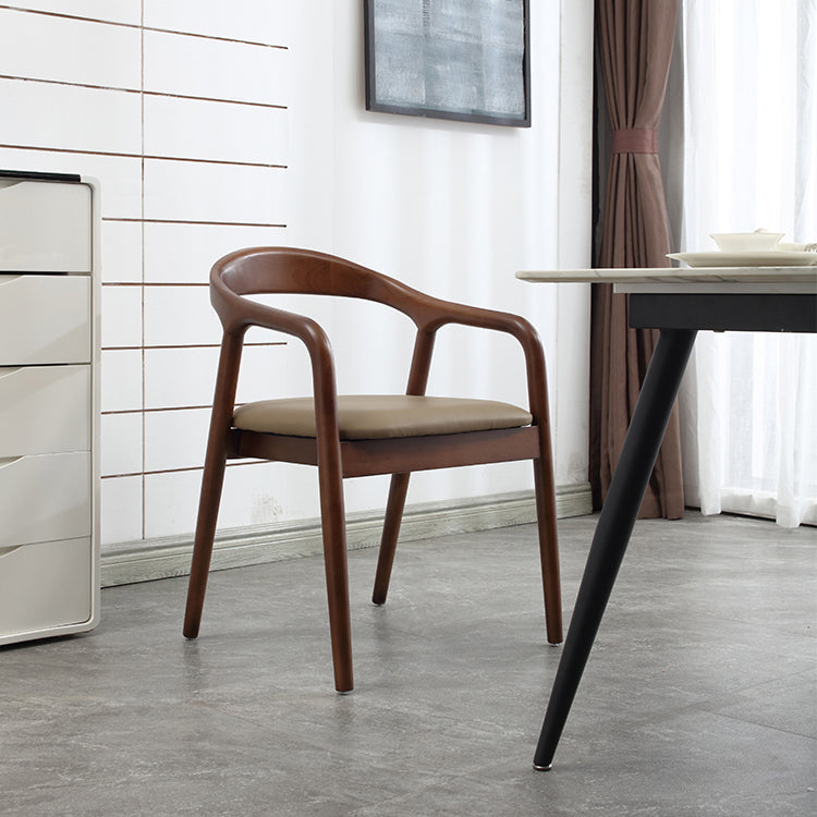 Chaise de salle à manger contemporaine en bois massif, chaise d'appoint à dossier ouvert pour la maison