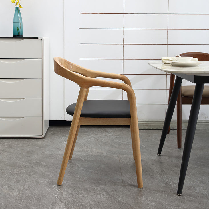 Chaise de salle à manger contemporaine en bois massif, chaise d'appoint à dossier ouvert pour la maison