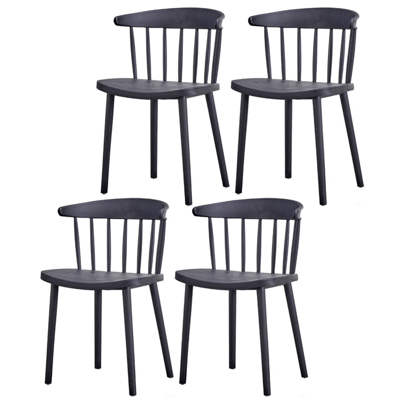 Contemporary Style Plastic Dining Armchair Windsor Back Side Chair for Home