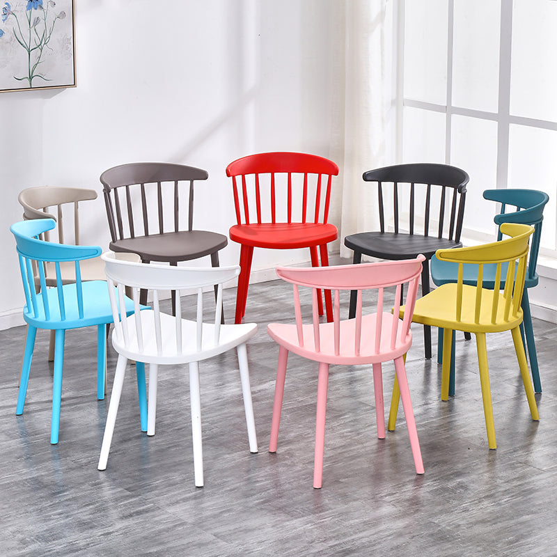 Contemporary Style Plastic Dining Armchair Windsor Back Side Chair for Home