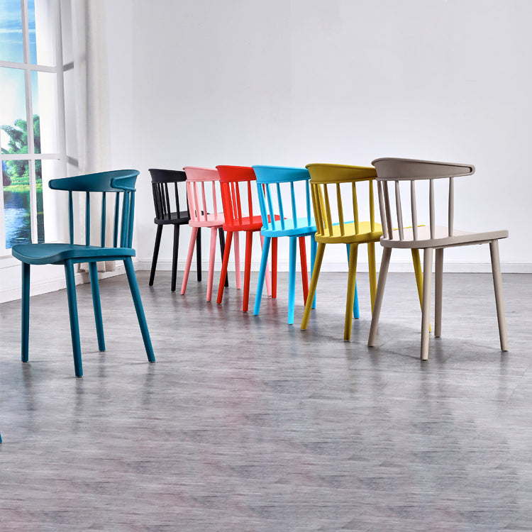 Contemporary Style Plastic Dining Armchair Windsor Back Side Chair for Home