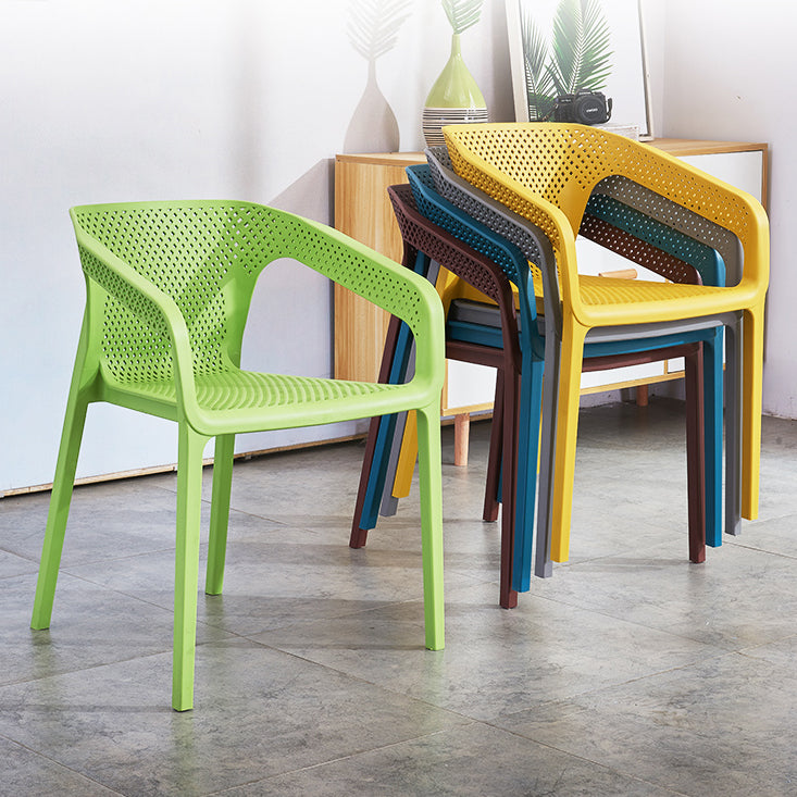 Contemporary Style Multicolor Dining Arm Chair Plastic Stacking Arm Chair