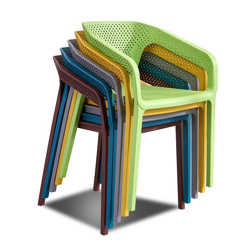 Contemporary Style Multicolor Dining Arm Chair Plastic Stacking Arm Chair