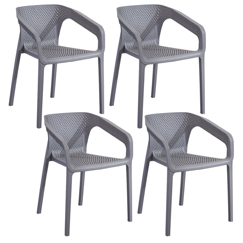 Contemporary Style Multicolor Dining Arm Chair Plastic Stacking Arm Chair