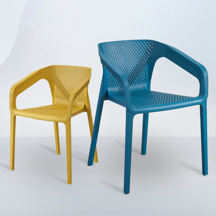 Contemporary Style Multicolor Dining Arm Chair Plastic Stacking Arm Chair