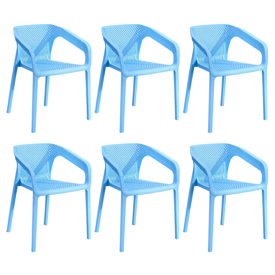 Contemporary Style Multicolor Dining Arm Chair Plastic Stacking Arm Chair