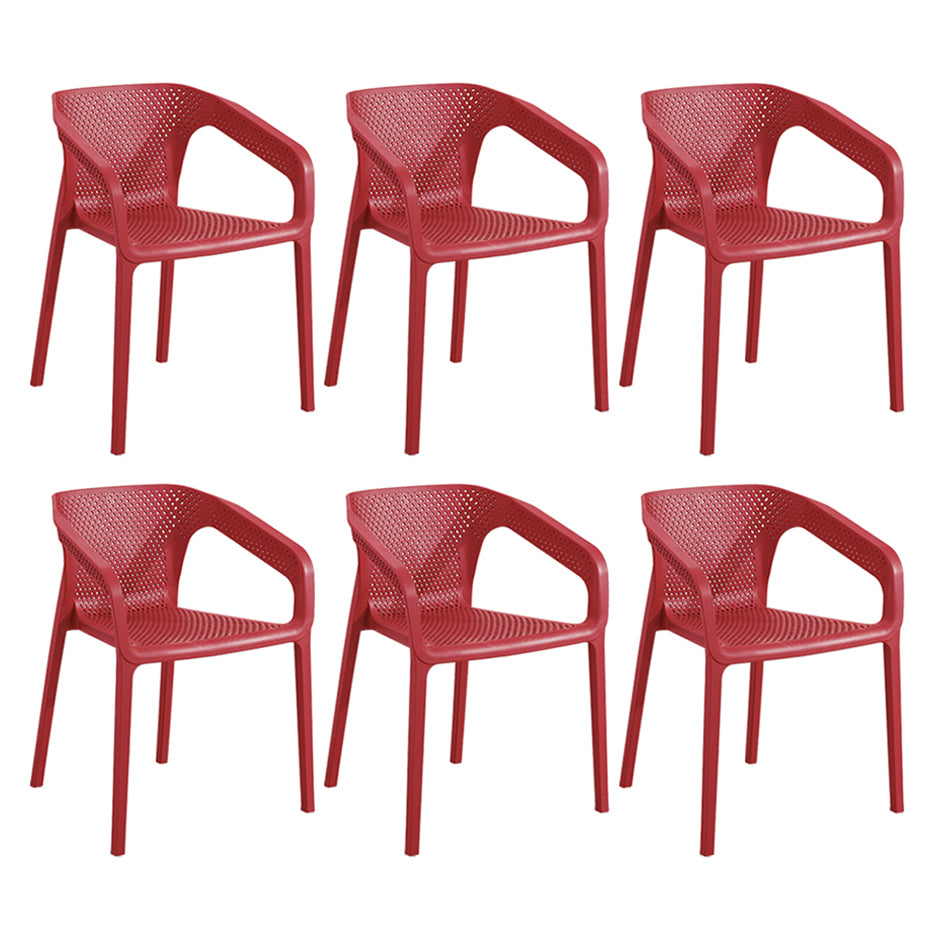 Contemporary Style Multicolor Dining Arm Chair Plastic Stacking Arm Chair