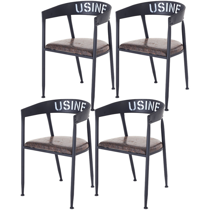 Chaise de salle à manger industrielle chaise arrière ouverte avec 4 jambes en métal noir pour usage domestique