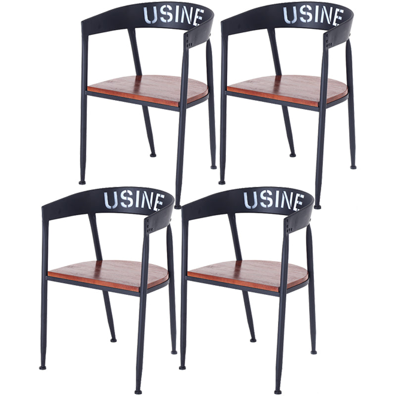 Chaise de salle à manger industrielle chaise arrière ouverte avec 4 jambes en métal noir pour usage domestique