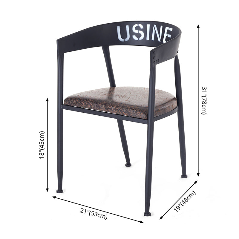 Chaise de salle à manger industrielle chaise arrière ouverte avec 4 jambes en métal noir pour usage domestique