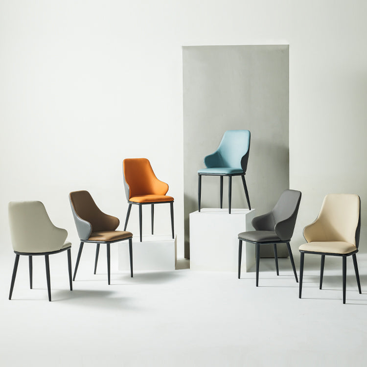 Fauteuil en cuir de restaurant contemporain, finition mate, chaise de salle à manger Parsons