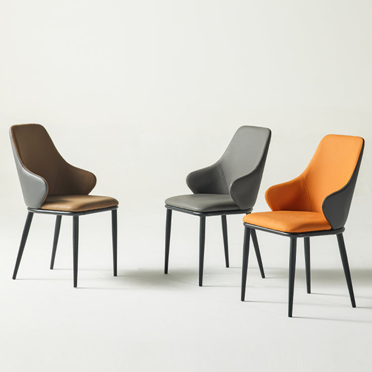 Fauteuil en cuir de restaurant contemporain, finition mate, chaise de salle à manger Parsons