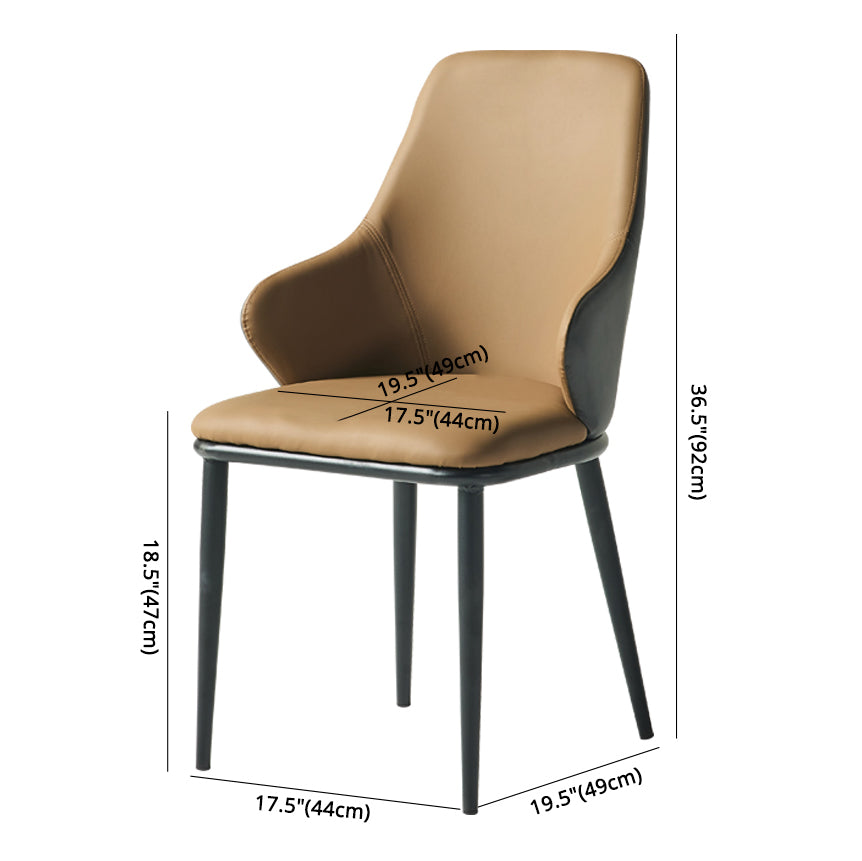 Fauteuil en cuir de restaurant contemporain, finition mate, chaise de salle à manger Parsons