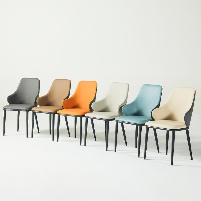 Fauteuil en cuir de restaurant contemporain, finition mate, chaise de salle à manger Parsons