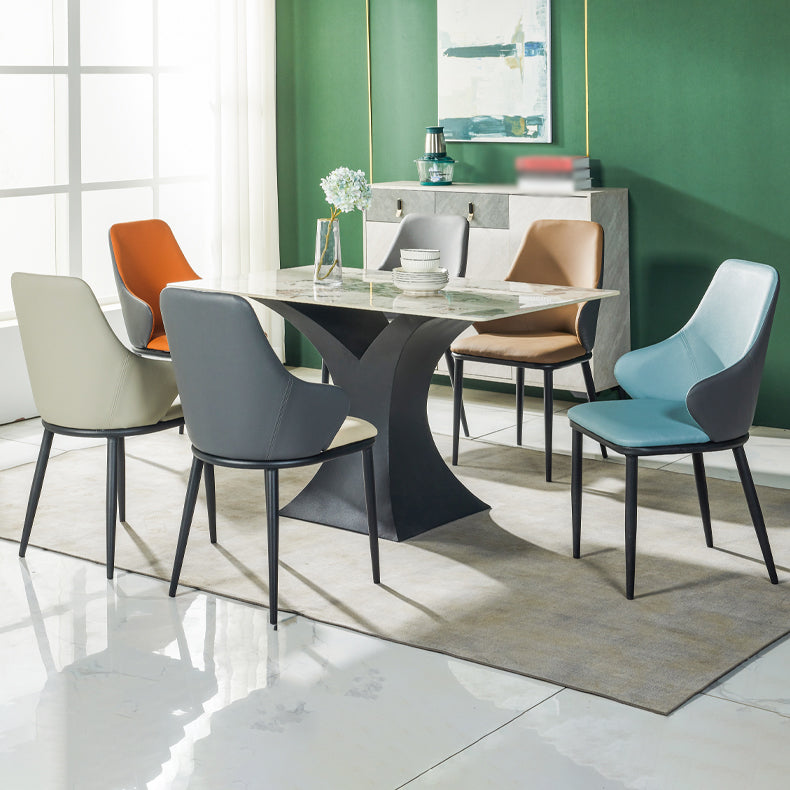 Fauteuil en cuir de restaurant contemporain, finition mate, chaise de salle à manger Parsons