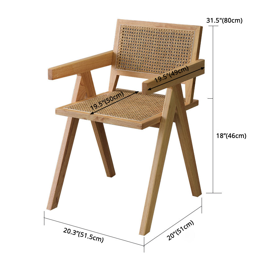 Contemporary Style Rubberwood Chair Open Back Arm Kitchen Dining Chairs